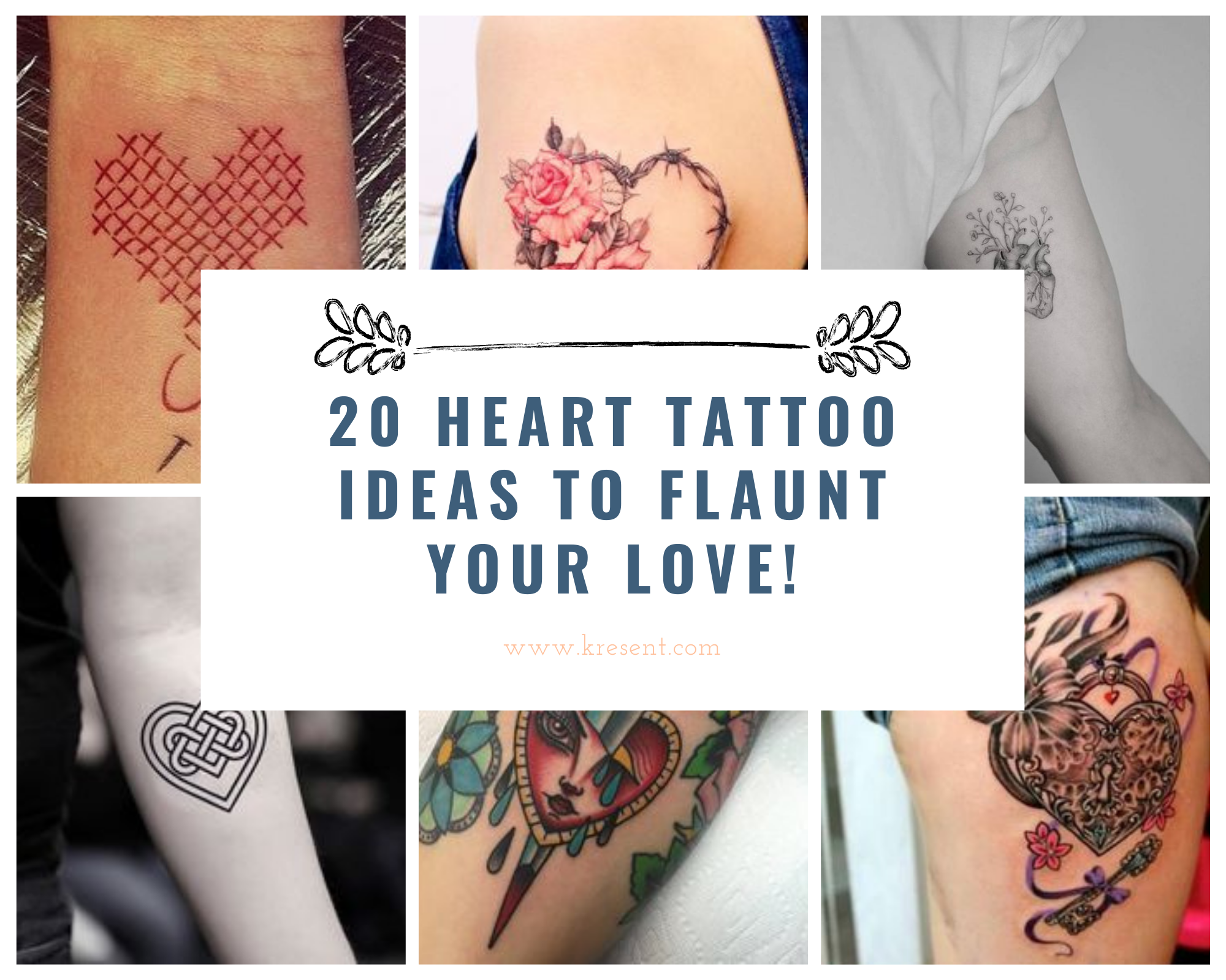 Premium Vector  Heart tattoo design set